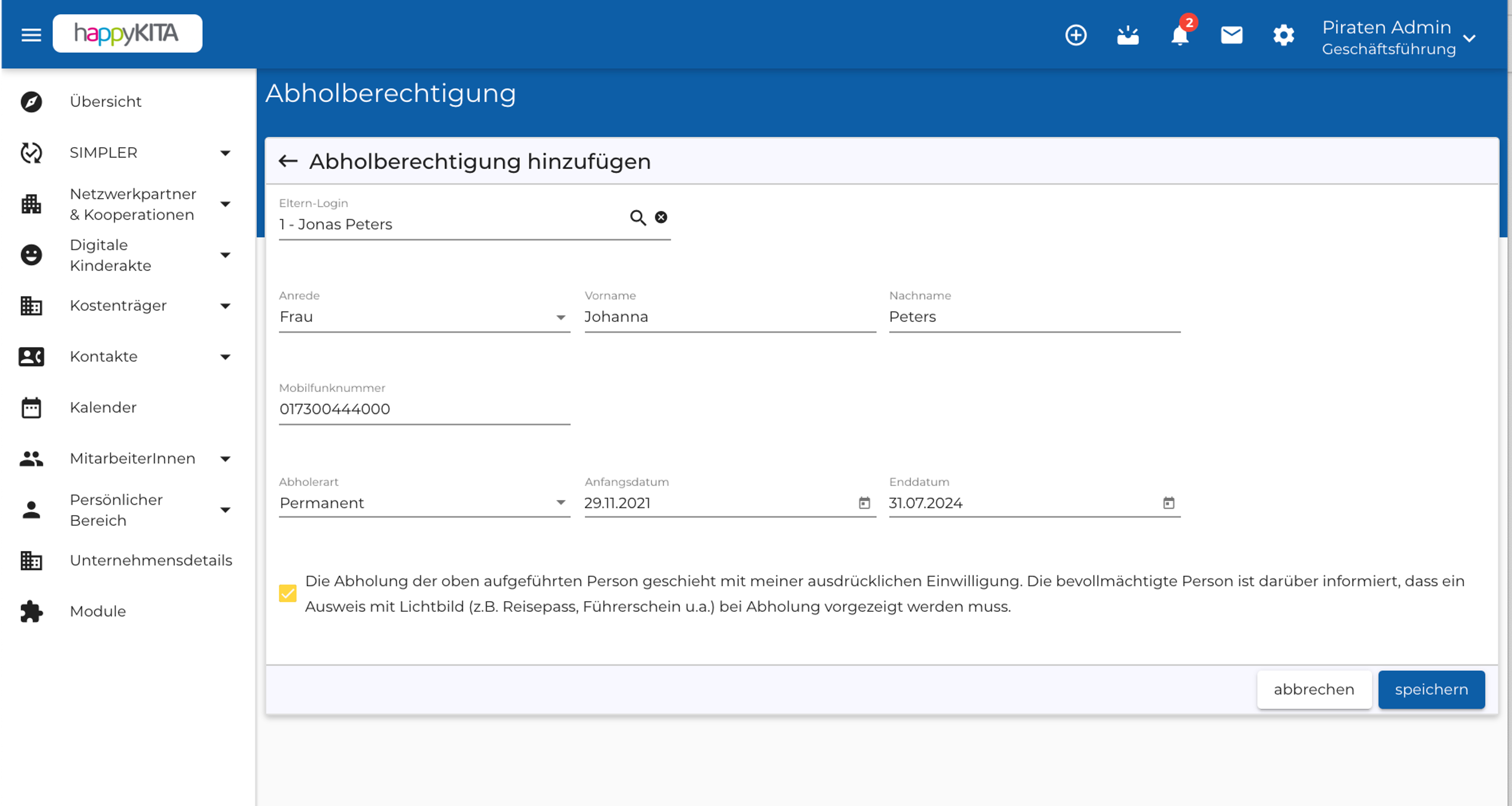 Abholberechtigung