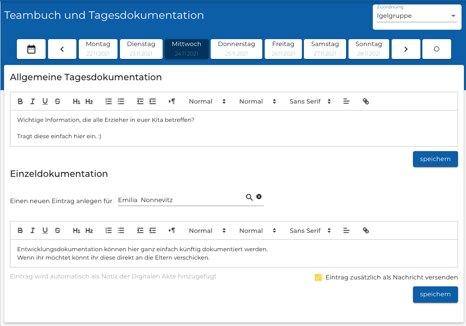 Teambuch_ Tagesdokumentation